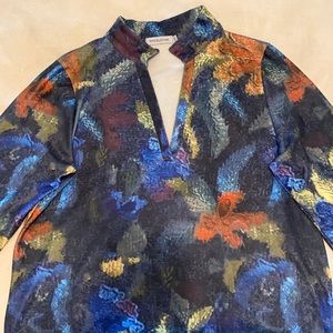 Multi print cotton top. Long sleeve. New. No tags.  Never worn.   Xxl